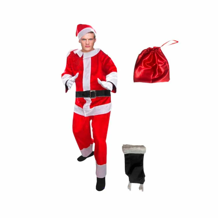 Papai Noel Cetim Com Polaina Adulto